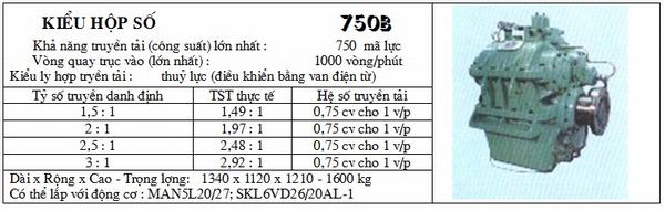 Thông tin hộp số máy thủy 750B